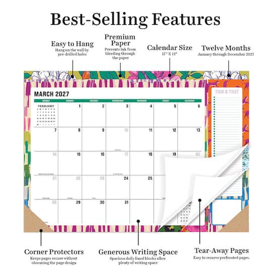 2027 Maximal Mirage Medium Desk Pad Monthly Blotter Calendar